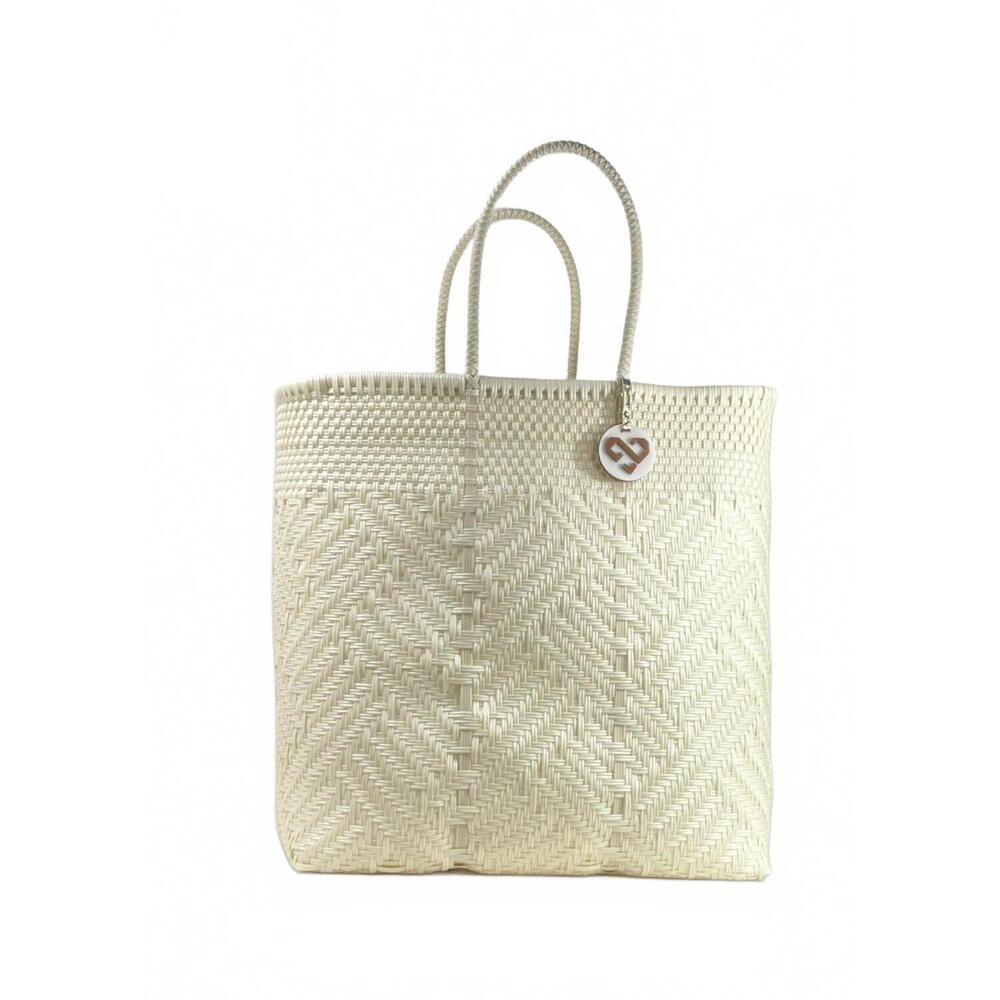 NEW MARIA VICTORIA women's glimmer tote in pearl